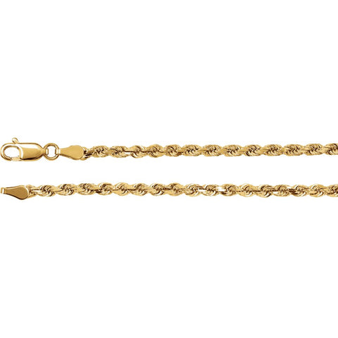 14k Yellow Gold 2.8mm Diamond Cut Rope 24" Chain