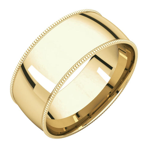 14k Yellow Gold 8mm Light Comfort Fit Milgrain Band , Size 12