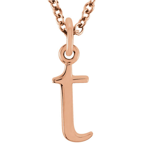 14k Rose Gold "t" Lowercase Initial 16" Necklace