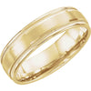 14k Yellow Gold 6mm Flat Edge Comfort-Fit Milgrain Satin Finish Wedding Band for Men, Size 10