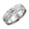 14K White Gold 7mm Hand-Engraved Band Size 11