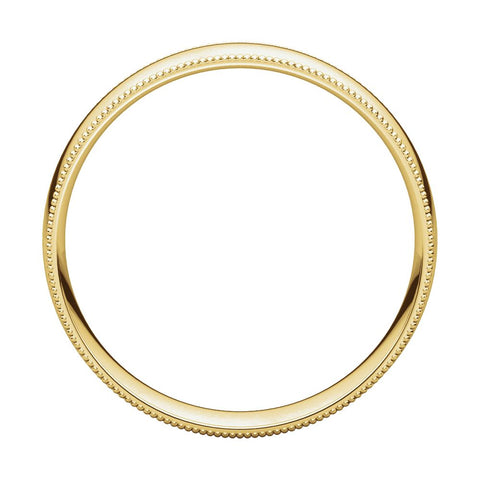 14k Yellow Gold 5mm Light Comfort Fit Milgrain Band , Size 9