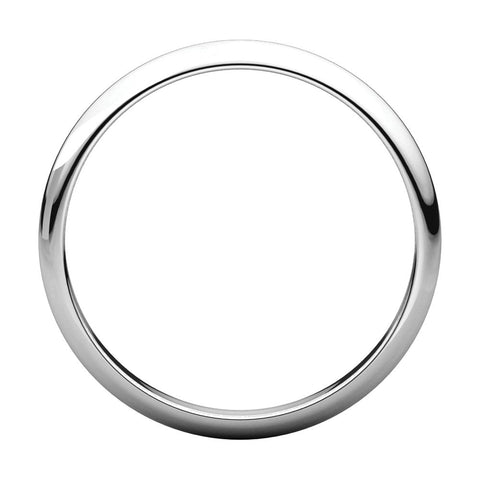 10k White Gold 2.5mm Half Round Band, Size 8.5