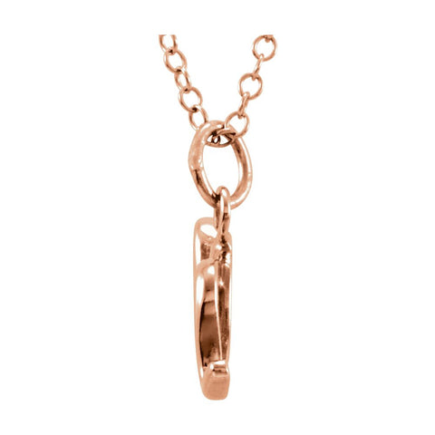 14k Rose Gold Letter "M" Lowercase Script Initial Necklace