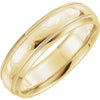 14k Yellow Gold 6mm Half Round Comfort-Fit Milgrain Hammer Finish Wedding Band for Men, Size 10