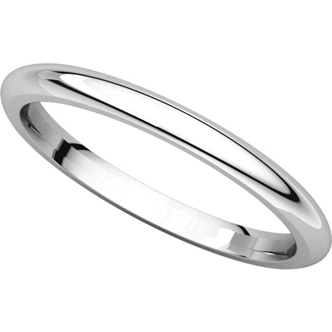 10k White Gold 2mm Comfort Fit Band, Size 7