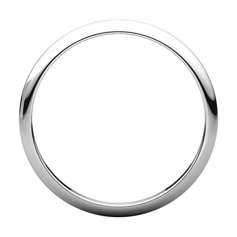 10k White Gold 2mm Half Round Band, Size 4.5