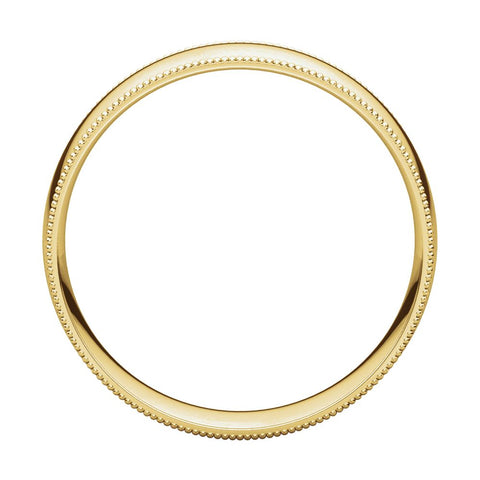 14k Yellow Gold 6mm Light Comfort Fit Milgrain Band , Size 9