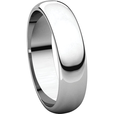 10k White Gold 5mm Half Round Band, Size 7