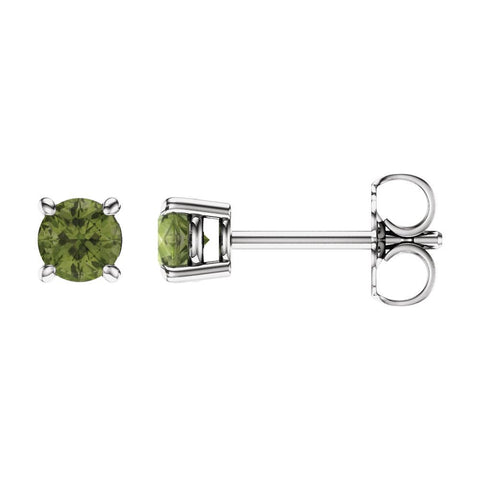 14k White Gold 4mm Round Peridot Earrings