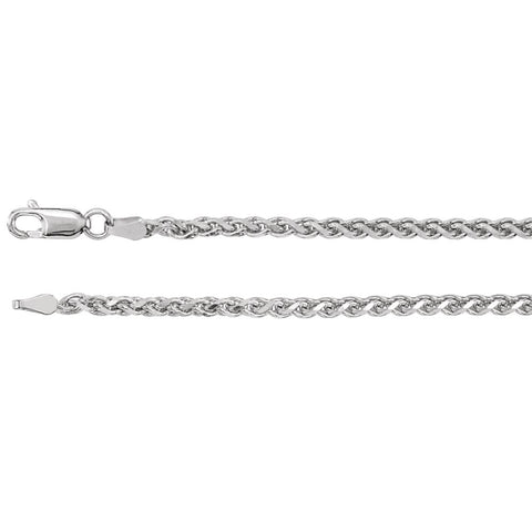 14k White Gold 2.75mm Diamond Cut Wheat 20" Chain