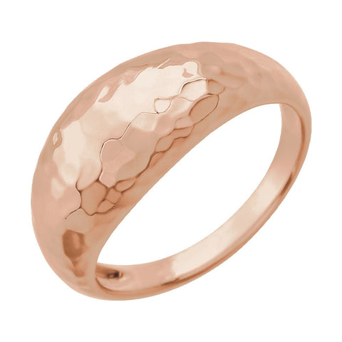 14k Rose Gold 8.2mm Hammered Dome Ring, Size 7