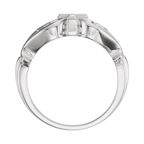 14k White Gold Cross Ring, Size 7