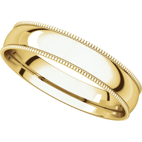 14k Yellow Gold 4mm Light Comfort Fit Milgrain Band , Size 7.5