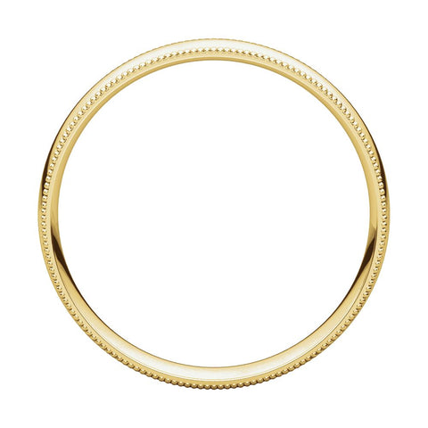 14k Yellow Gold 4mm Light Comfort Fit Milgrain Band , Size 7.5