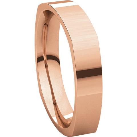 14k Rose Gold 4mm Square Comfort Fit Band, Size 10.5