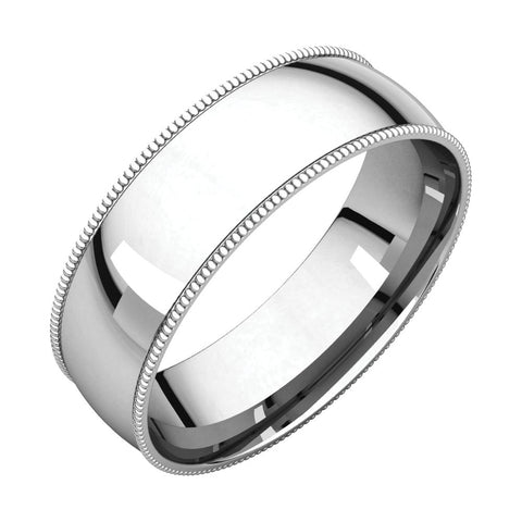 10k White Gold 6mm Light Comfort Fit Milgrain Band , Size 8