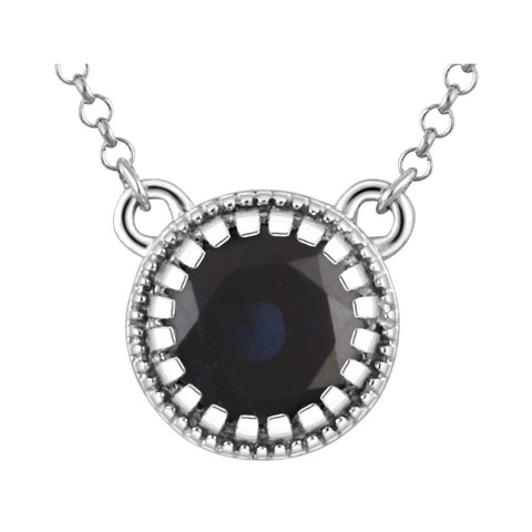 14k White Gold Blue Sapphire "September" 18" Birthstone Necklace