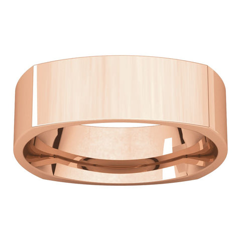 14k Rose Gold 6mm Square Comfort Fit Band, Size 10