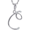 0.03 CTW Diamond 18 Inch Necklace with initial 'C' in Sterling Silver