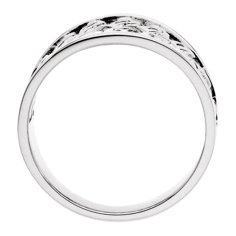 14k White Gold Infinity-Inspired Woven Design Band, Size 7