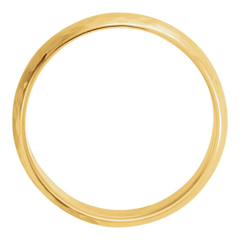 14k Yellow Gold 6mm Half Round Hammer Finish Band Size 9.5