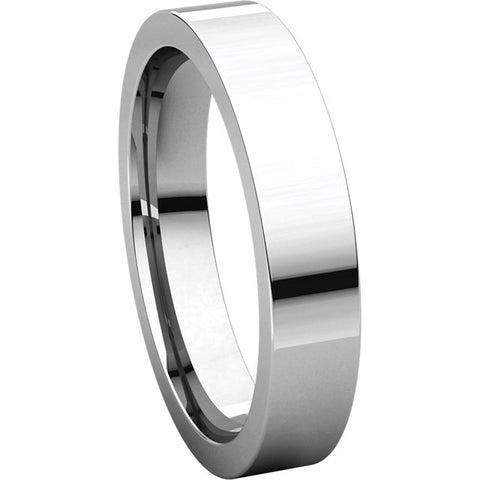 10k White Gold 4mm Flat Comfort Fit Band, Size 6