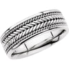 Handwoven Comfort-Fit Wedding Band Ring in 14k White Gold ( Size 9 )