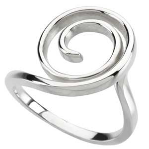 14k White Gold Scroll Fashion Ring, Size 7