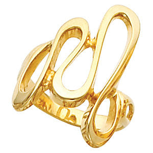 14k Yellow Gold Freeform Ring, Size 6