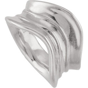 Sterling Silver Wavy Fashion Ring , Size 8