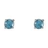 14k White Gold 4mm Round Swiss Blue Topaz Earrings