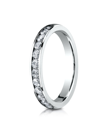 Benchmark Platinum 3mm High Polished Channel Set 12-Stone Diamond Wedding Band Ring (0.48 ct.)