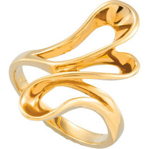 14k Yellow Gold Freeform Ring , Size 6