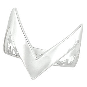 14k White Gold V Shaped Ring, Size 6