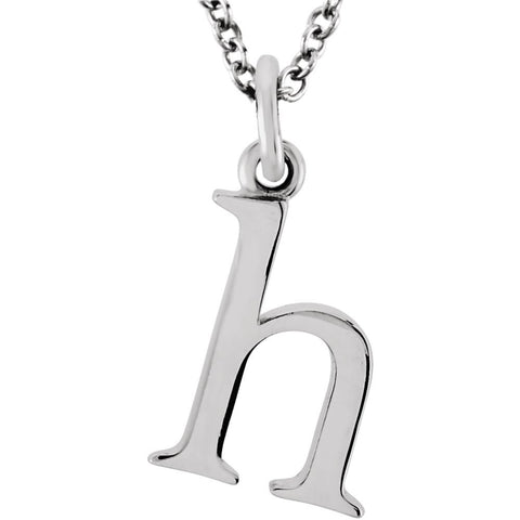 14k White Gold "h" Lowercase Initial 16" Necklace