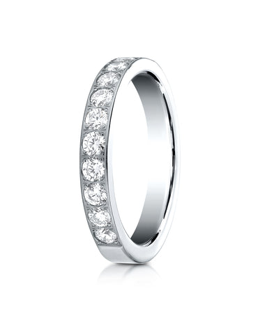 Benchmark 14K White Gold 3mm High Polish Pave-set 11-Stone Diamond Wedding Band Ring (0.66 ct.)