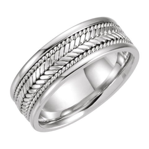 14k White Gold 8mm Comfort-Fit Hand Woven Band Size 11