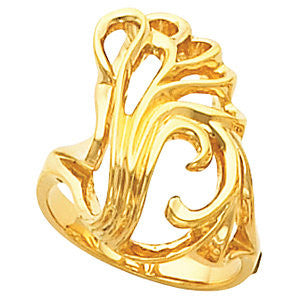 14k Yellow Gold Freeform Ring, Size 6