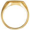 10k Yellow Gold 16x14mm Men's Signet Ring with Brush Finish, Size 10