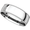 14k White Gold 6mm Light Comfort Fit Milgrain Band , Size 13