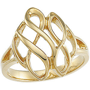 14k Yellow Gold Infinity-Inspired Metal Fashion Ring , Size 6