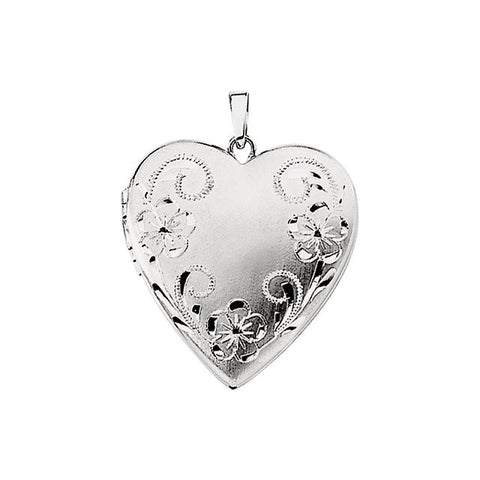 14k White Gold 21.25x20.25mm Heart Locket