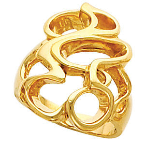 14k Yellow Gold Freeform Ring, Size 6