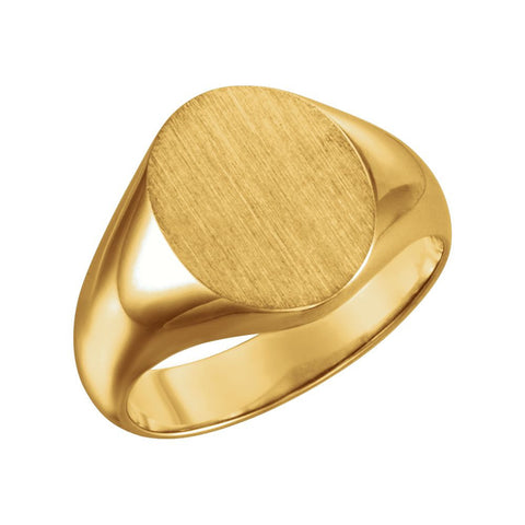 18k Yellow Gold 12x10mm Oval Signet Ring, Size 6