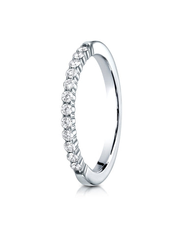 Benchmark 14K White Gold 2mm High Polish Shared Prong 12-Stone Diamond Wedding Band Ring (0.24 ct.)