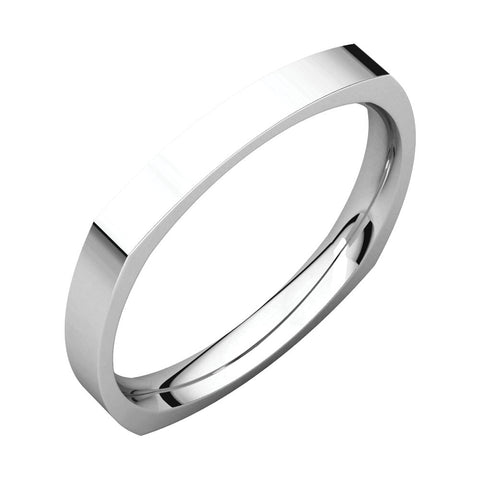 14k White Gold 2.5mm Square Comfort Fit Band, Size 11