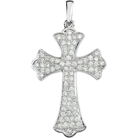 14k White Gold Micro Pavé Cross Pendant