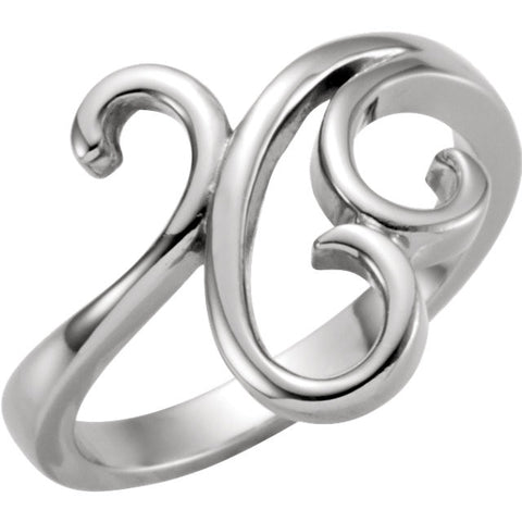 14k White Gold Freeform Ring, Size 7