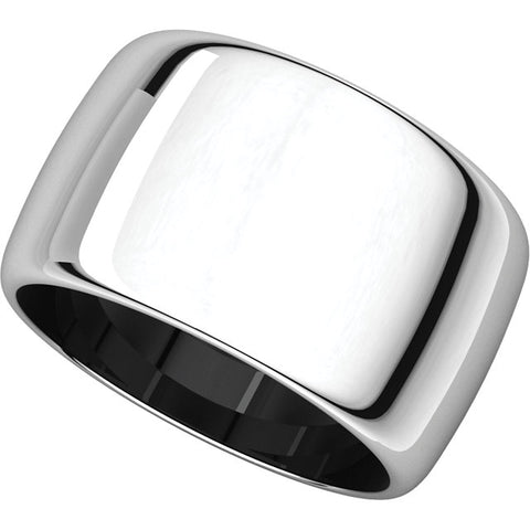 10k White Gold 12mm Half Round Band, Size 12.5